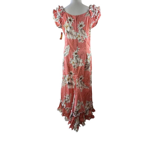 NWT Pacific Legend Hibiscus Pink Cotton Hawaiian Ruffle Long Muumuu Dress 2XL - Picture 6 of 16